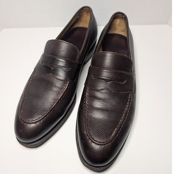 Meermin Dark Brown Pebble Grain Penny Loafers Goodyear Men 9.5UK 10.5US Mallorca